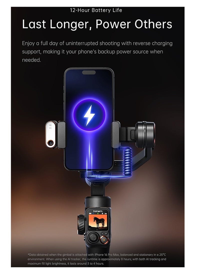 هوهم - Hohem M7 - Handheld Mobile Gimbal with AI Trackers, Fill Light, Extension Pole and Detachable Touch Screen Remote - Image 1