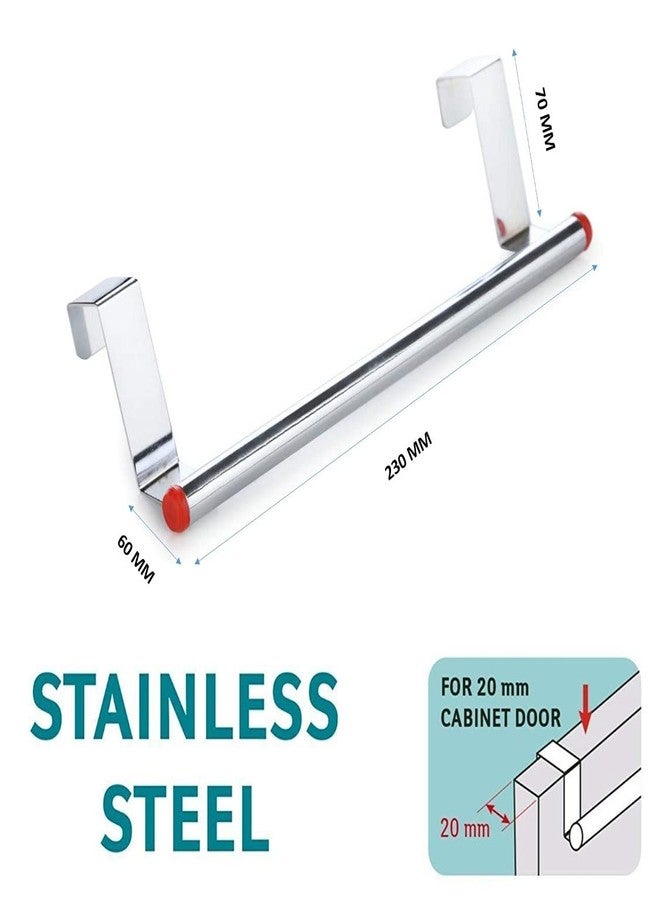 RIOMAX Stainless Steel Towel Holder Cabinet Hanger Over Door Kitchen Hook Drawer Storage/Towel Bar (Small, 23 CM) (Pack of 2) - Image 3