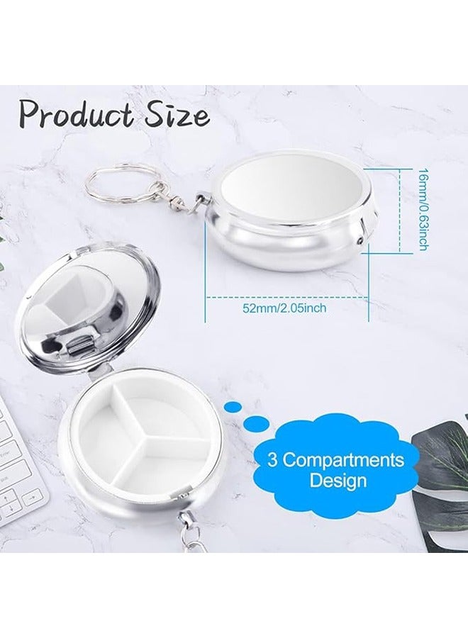 2 Pcs Pill Travel Case, 3 Compartment Pill Organizer, Small Pill Case Keychain Metal Pill Case for Purse, Portable Multi-Functional Metal Medicine Pill Organizer Box for Vitamins Fish Oil Supplements - Image 2