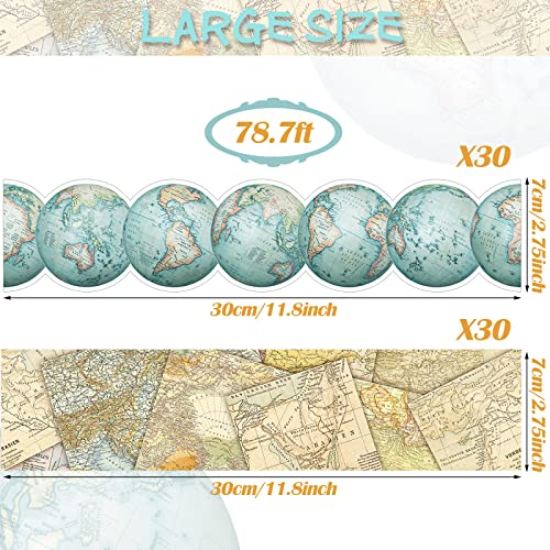 Outus 78.8 ft Travel The Map Bulletin Board Border Globes Classroom Straight Borders Decorations for Home Office Chalkboard Adventure Awaits Sign Wall Decals Restroom Decoration - Image 2