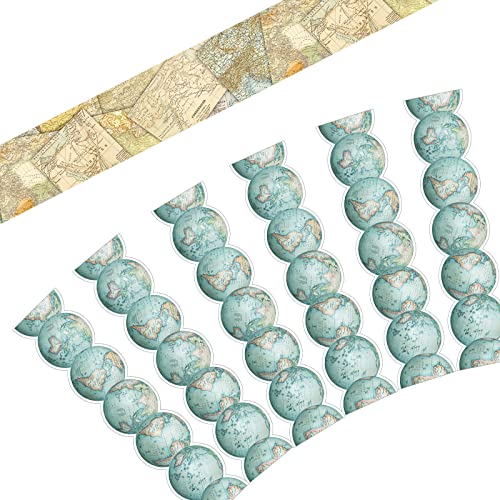 Outus 78.8 ft Travel The Map Bulletin Board Border Globes Classroom Straight Borders Decorations for Home Office Chalkboard Adventure Awaits Sign Wall Decals Restroom Decoration - Image 1