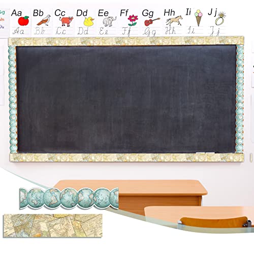 Outus 78.8 ft Travel The Map Bulletin Board Border Globes Classroom Straight Borders Decorations for Home Office Chalkboard Adventure Awaits Sign Wall Decals Restroom Decoration - Image 3