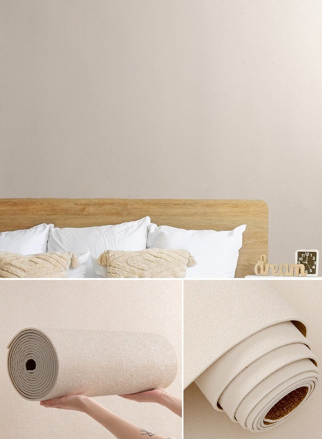 نوايوو ورق حائط سميك ثلاثي الأبعاد، ملصق حائط قابل للتقشير واللصق 50×300 سم، مقاوم للماء، نسيج كتان تقليدي، ذاتي اللصق وقابل للإزالة، لفافة فينيل لتزيين الحائط، ورق اتصال من قماش العشب لتغطية الحائط، لون بيج - Image 1