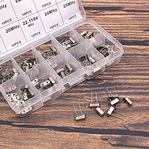 VAPKER 100 Pcs 10 value DIP Quartz Crystal Oscillator 4M,6M,8M,10M,12M,16M,20M,22.1184M,24M,25M Crystal Resonators Oscillator Assortment Kit - Image 4