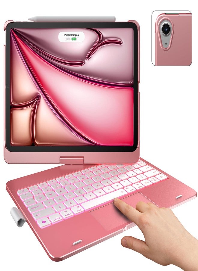typecase غطاء لوحة مفاتيح Typecase Touch مع لوحة تتبع لجهاز iPad Air مقاس 11 بوصة (M2) 2024: قابل للدوران 360 درجة - إضاءة خلفية بـ 11 لونًا - لوحة مفاتيح لاسلكية مع حامل قلم لجهاز iPad Air من الجيل الخامس والرابع، ذهبي وردي - Image 1