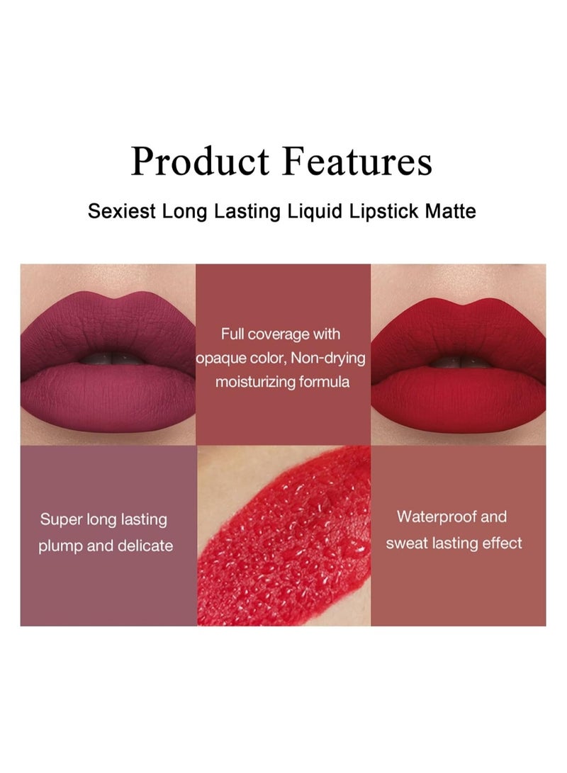 Huitich Set A 6-Piece Waterproof Matte Long-Lasting Nude Liquid Lipstick Set Assorted - Image 3