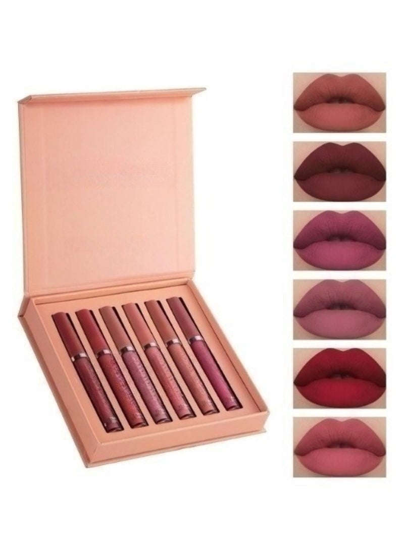 Huitich Set A 6-Piece Waterproof Matte Long-Lasting Nude Liquid Lipstick Set Assorted - Image 1