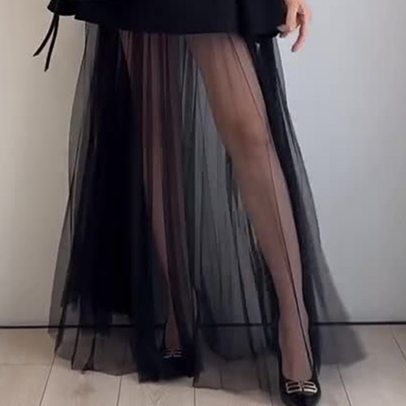 2025 Summer Women'S Fashion Casual Simple New Black Mesh Skirt - Image 3