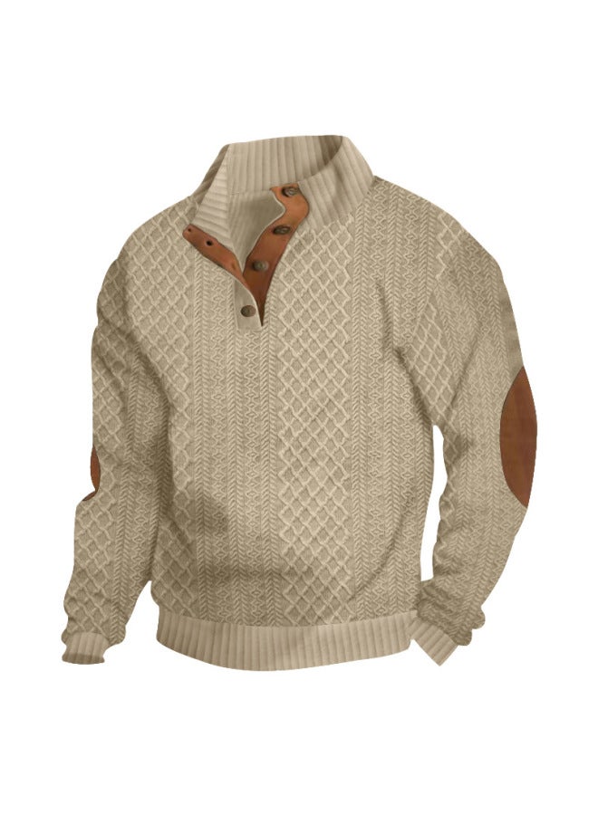 SPRING And Autumn Men's European Size Hot Men's Stand Collar Long Sleeve Casual Outdoor Sweatshirt Jacquard Sweater - Image 1