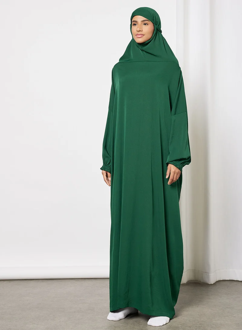 Hayat Praying Dress In Plain Colour With Attached Veil
