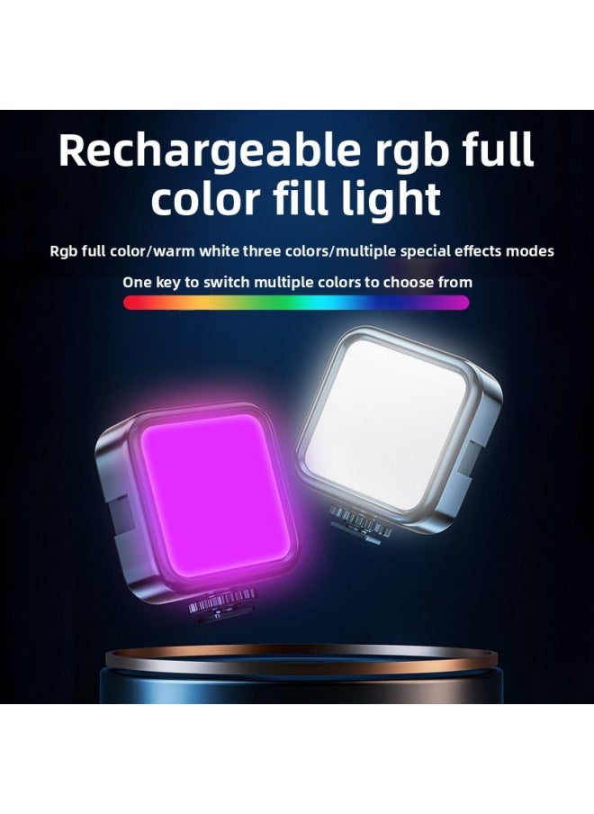 Generic - Live Broadcast Rgb Full-Color Three-Color Mini Flap Pocket Pants Handheld Beauty Tofu Lamp Photography Mobile Phone Led Rechargeable Fill Light-Specifications:Three-color Model-fill Light - Image 1