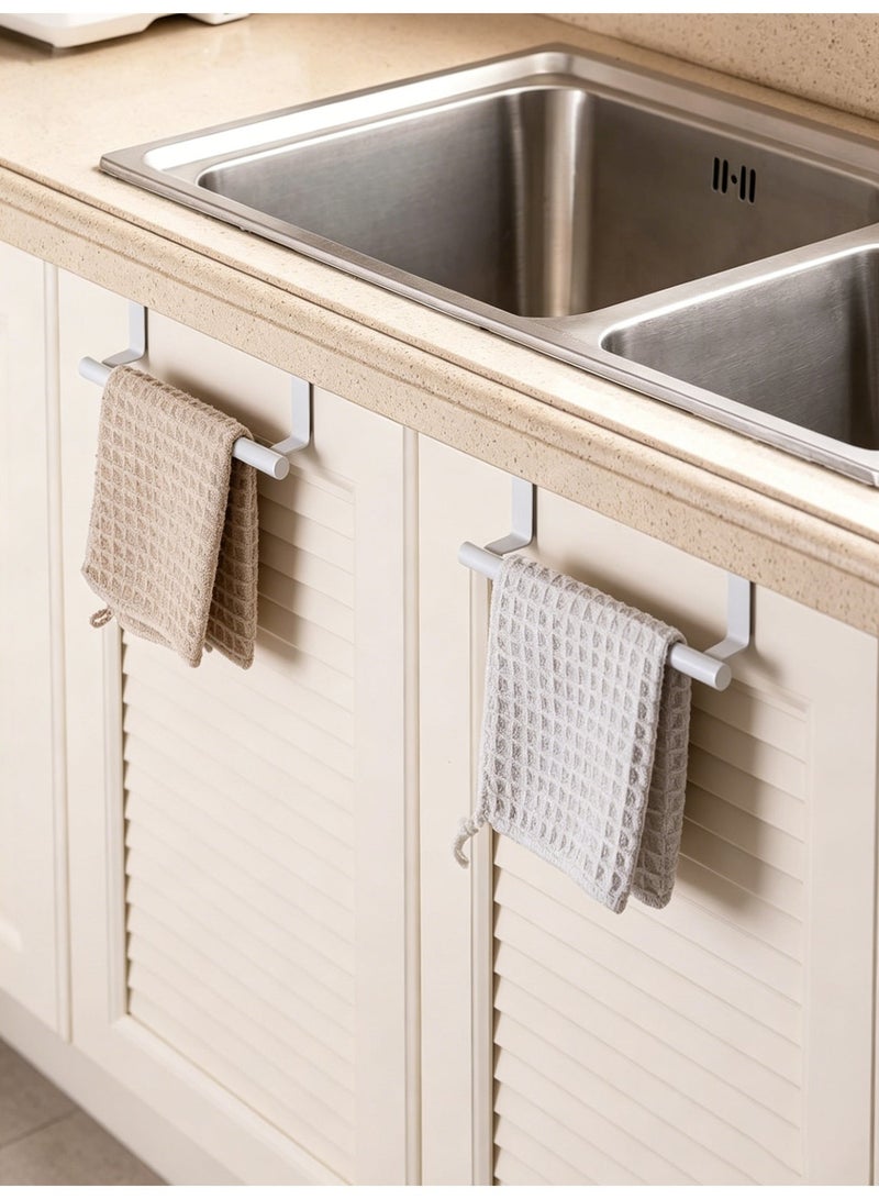 Cabinet Door Towel Holder, Over Cabinet Towel Bar, Kitchen Over Cupboard Door Towel Holder, Stainless Steel Dish Towel Holder for Cabinet Door, White, 2 Pack - Image 3