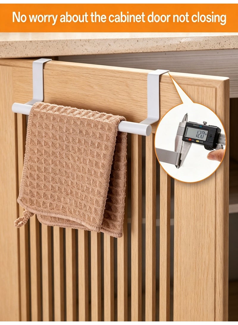 Cabinet Door Towel Holder, Over Cabinet Towel Bar, Kitchen Over Cupboard Door Towel Holder, Stainless Steel Dish Towel Holder for Cabinet Door, White, 2 Pack - Image 4