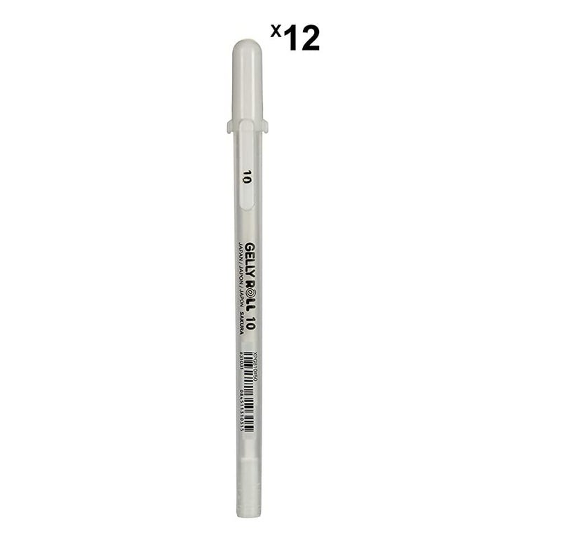 Sakura Gelly Roll 10 (BOLD tip) White Ink Gel Pen (Pack of 12) - Image 2