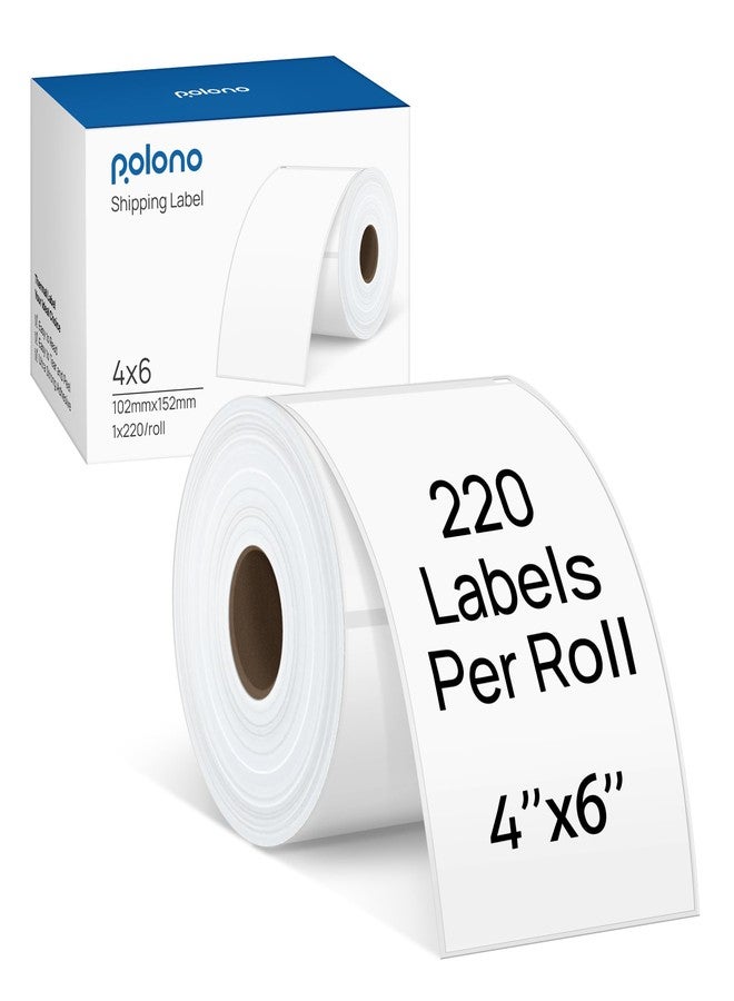 POLONO Genuine 4"x6" Direct Thermal Shipping Labels, Perforated Postage Shipping Labels Compatible with POLONO PL80E, PL70E and PL60 Label Printer, Permanent Adhesive, Commercial Grade, 220 Pack/Roll - Image 1