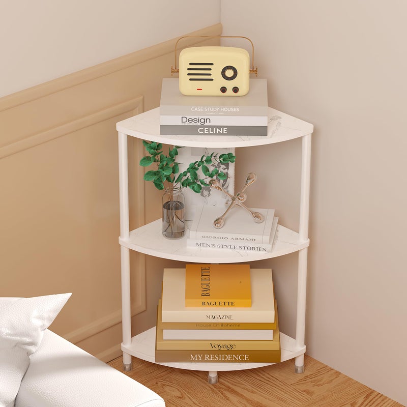 Greatseas 3 Tier Corner Shelf Stand, 23.2" Kitchen Shelf Organizer with Metal Frame for Organization & Storage, Marble White Corner Shelf for Kitchen Decor Accessories - Image 2