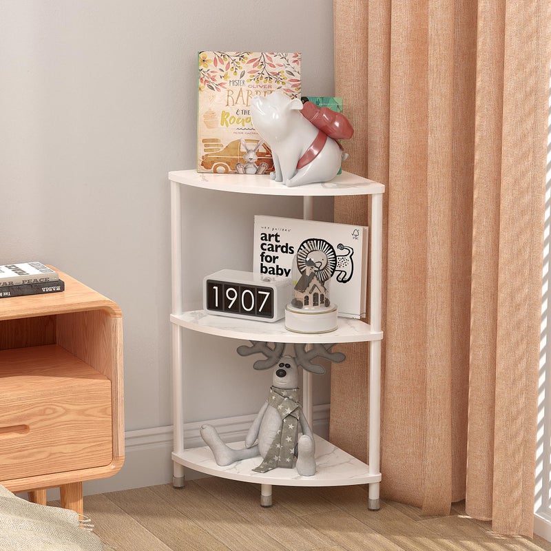 Greatseas 3 Tier Corner Shelf Stand, 23.2" Kitchen Shelf Organizer with Metal Frame for Organization & Storage, Marble White Corner Shelf for Kitchen Decor Accessories - Image 3