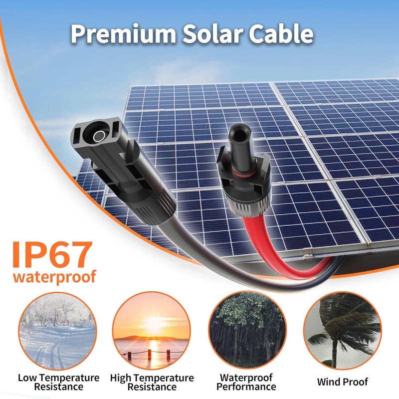 energeaster 12AWG Solar Extension Cable with Pair of Connectors Solar Panel Adaptor Kit Tool, mc4 Extension Cable,12 Gauge Wire,Red and Black(20FT Red + 20FT Black) - Image 4