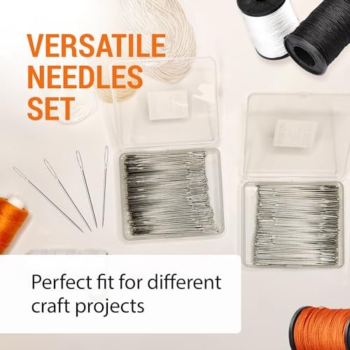 VONEEDL 500 PCS Large Eye Heavy Duty Sewing Needles - Bulk Set of 2.4 inch Big Eye Embroidery Needles - Easy to Thread Quilting Needles - Image 2