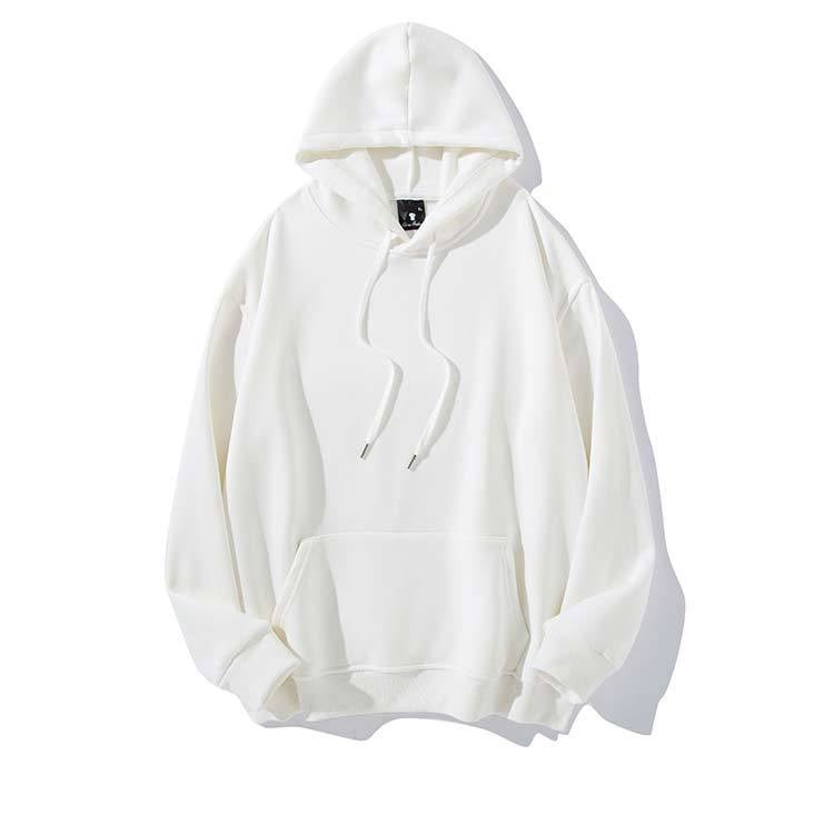 D14# tide cotton silver fox velvet shoulder-drop pullover hooded vests in stock group clothing T-shirt overalls printing logo White  - Image 1