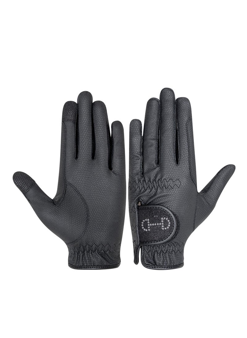 Royal Riders Women's Premium Horse Riding Gloves - Tackified Serino-KT with Glitter & Crystals Closure, Stylish & Durable Equestrian Gloves - #10061831  - Image 1