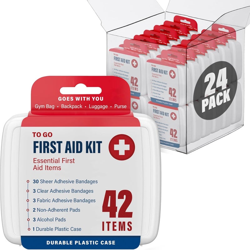 DecorRack 1000 Piece First Aid Kit 24 Individual Boxes of 42 Items Each First Aid Kits for Minor Cuts Scrapes Travel Car Home Work Field Trips or Camping 1000pcs 24 Pack - Image 1