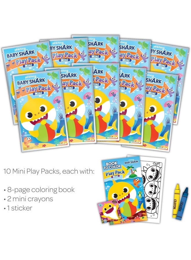 Bendon Mini Play Packs, Each with Mini Coloring Book, 2 Mini Crayons, and a Sticker,10-Pack (Baby Shark) - Image 2