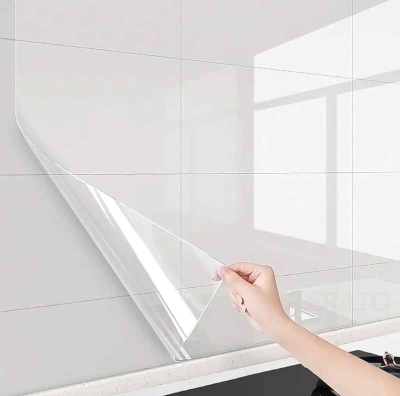 ERATO Clear Glossy Self Adhesive Wallpaper Oil Proof Removable Sticker Protective Kitchen Film for Cabinet Kitchen Furniture Door Sticker (Clear Glossy Film, 12 x 36 Inch) - Image 1