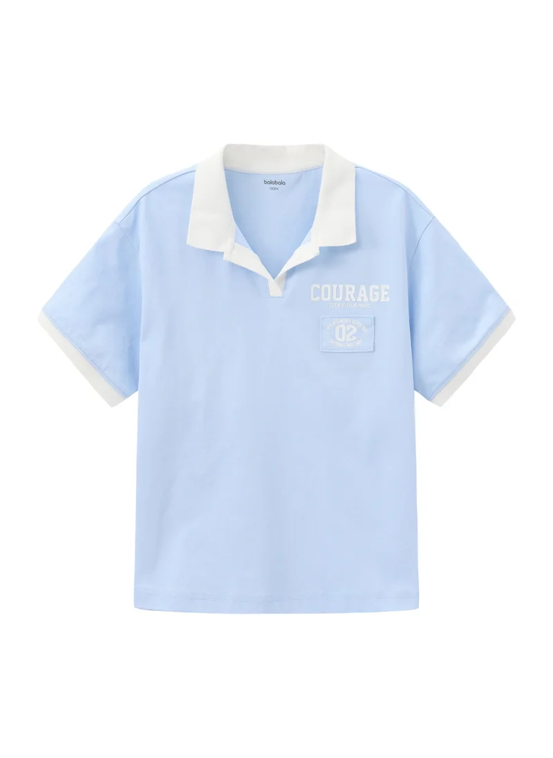 Balabala Kids Unisex Lapel short-sleeved T-shirt