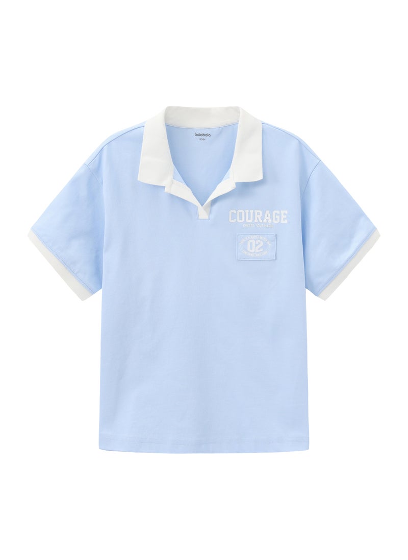 Balabala Kids Unisex Lapel short-sleeved T-shirt - Image 1