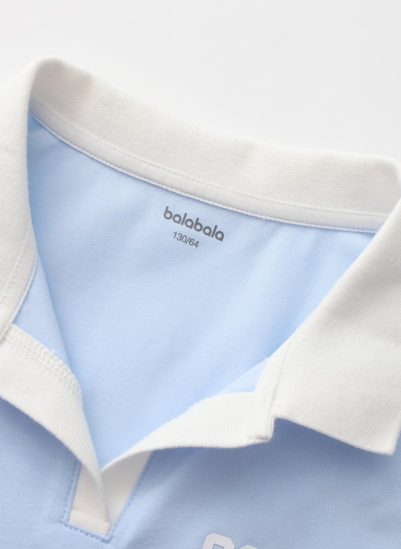 Balabala Kids Unisex Lapel short-sleeved T-shirt - Image 3