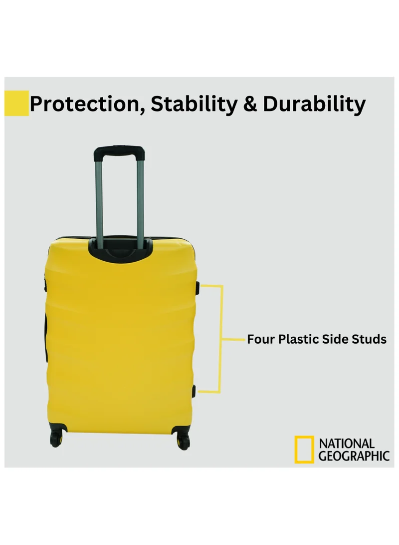 NATIONAL GEOGRAPHIC National Geographic Arete ABS Hard Case Large Check-In Travel Suitcase Yellow, Durable Lightweight Travel Luggage, 4 Wheel Trolley Bag with TSA Combination Lock (28 Inch).