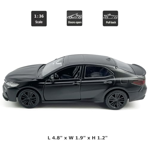 Metanyl Camry XSE 2022 Model Car 1/36 Scale Diecast Toy Cars Metal Alloy Children’s Die-cast Vehicles, Pull Back Doors Open, Black Rim, Collection for Men, Kids Toys for Boys Gifts, matt Black - Image 2