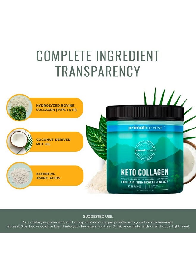 Primal Harvest Keto Collagen Peptides Powder & Mct Oil Powder Keto Coffee Creamer Powder 30 Servings Of Grass Fed Protein Powder  - Image 5