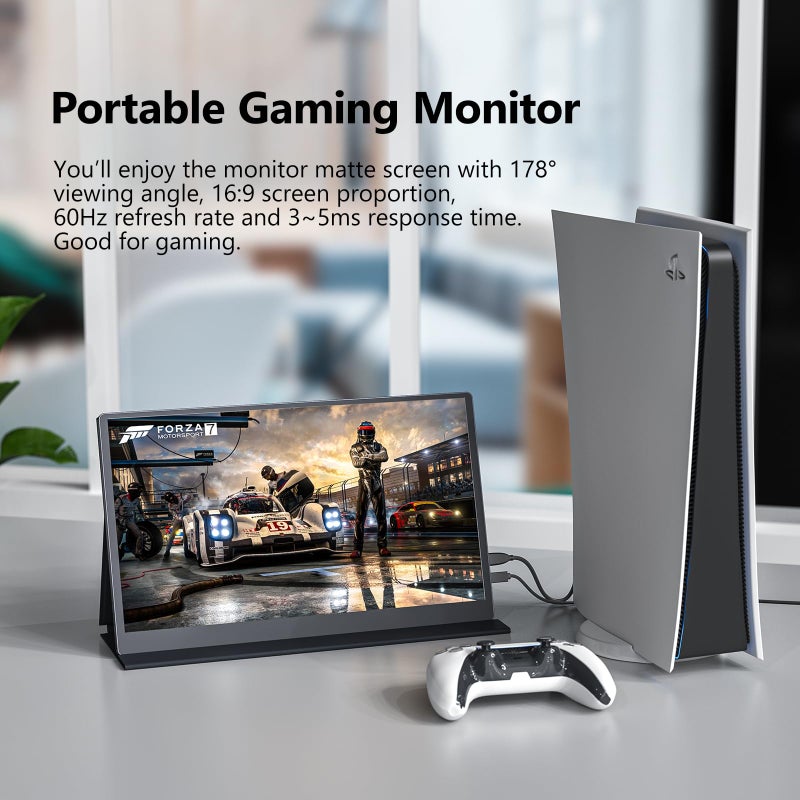 Upperizon Portable Monitor 15.6 Inch FHD 1080P HDR IPS Travel Monitor with Speakers HDMI Dual USB-C Portable Screen for MacBook Laptop Desktop Surface Xbox PS4 with Cover, VESA Compatible - Image 5