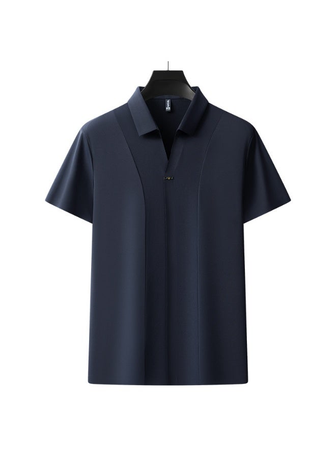 DGOL Summer  Men's Slim Fit Double-sided Fabric Short Sleeve Business Casual Pure Color POLO Shirt Lightweight Comfortable - Image 3