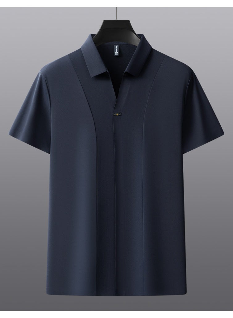 DGOL Summer  Men's Slim Fit Double-sided Fabric Short Sleeve Business Casual Pure Color POLO Shirt Lightweight Comfortable - Image 2