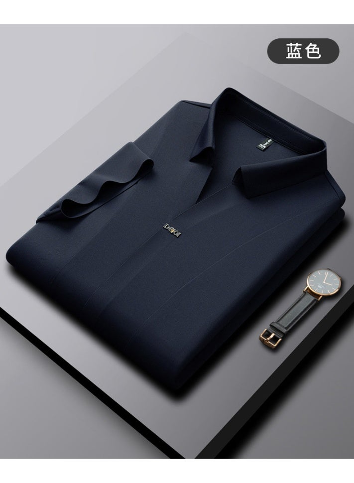 DGOL Summer  Men's Slim Fit Double-sided Fabric Short Sleeve Business Casual Pure Color POLO Shirt Lightweight Comfortable - Image 1
