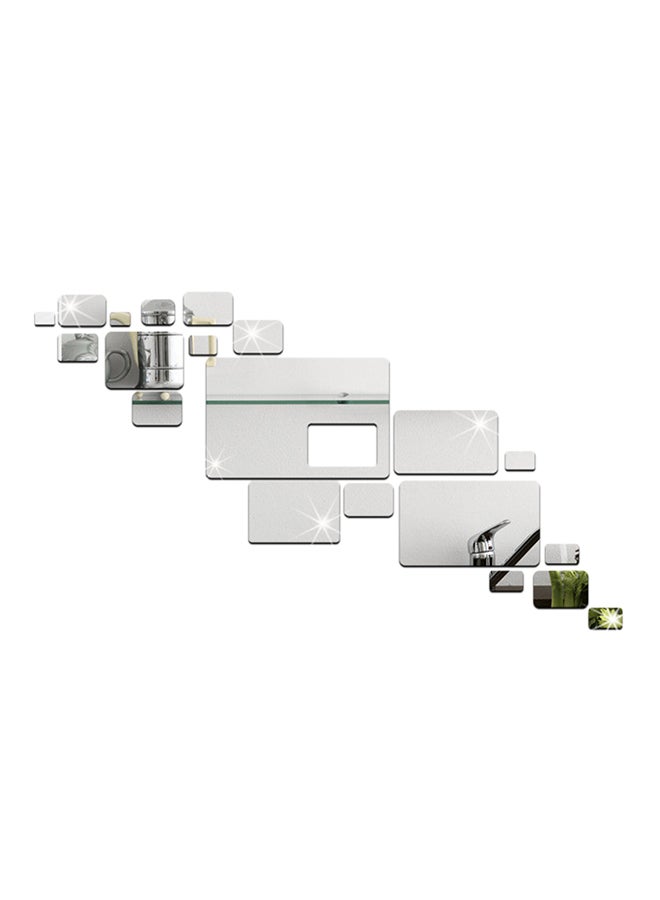 Geometric Environmentally Friendly Removable Mirror Wall Sticker Silver - Image 1