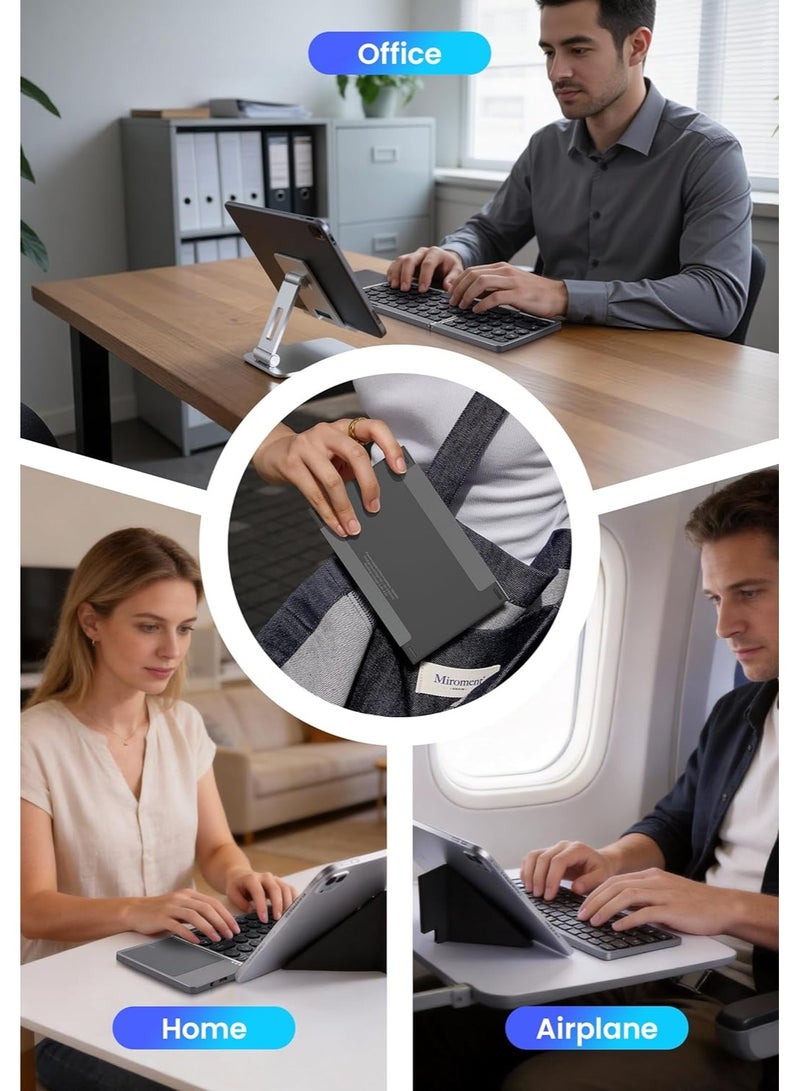 Foldable Bluetooth Keyboard with Trackpad Wireless Ultra Slim Rechargeable Multi Device Keyboard for iPad Tablet Smartphone PC - Image 5