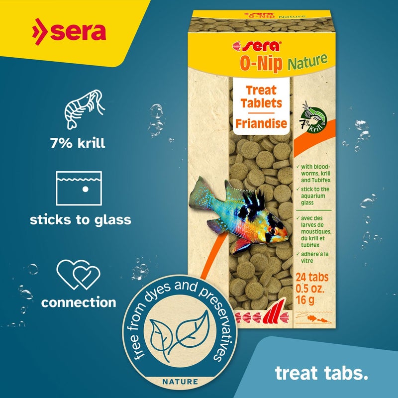 Sera O-Nip Nature 24 Tabs 0.6 oz | Complete Feed for All Ornamental Fish | Adhesive Tablets Stick to The Aquarium Glass | High Protein | No Dyes & Preservatives | with Bloodworms, Krill & Tubifex - Image 2