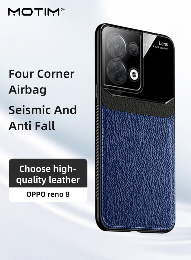 Motim OPPO Reno8 Cases Cover, Vegan PU Leather Protective Case, Soft Touch Phone Case, Bumper Shockproof, Full-Body Protective and Anti Fall Case for OPPO Reno8 - Image 2