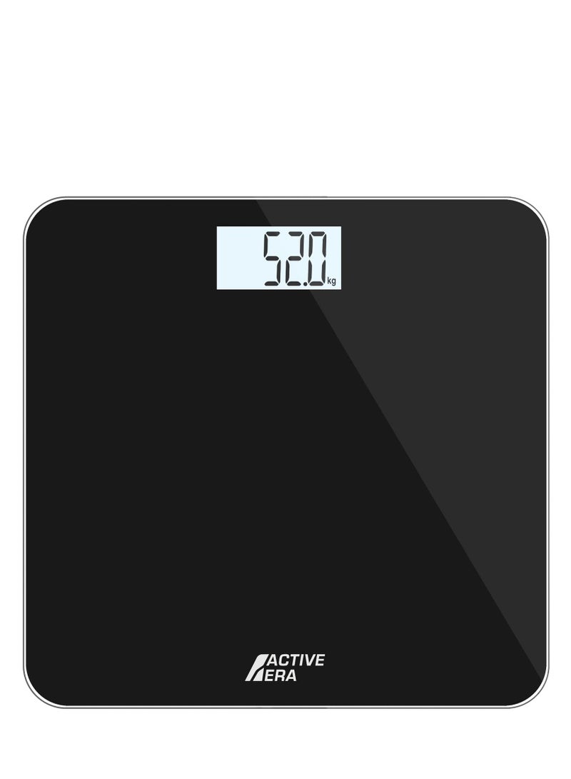 ACTIVE ERA Active Era Weight Scales - Ultra Slim Digital & Compact Bathroom Scale for Body Weight with Tempered Glass, Backlit Display & High Precision Sensors for Accurate Weighing (Stone/kgs/lbs) - Gloss Black  - Image 1
