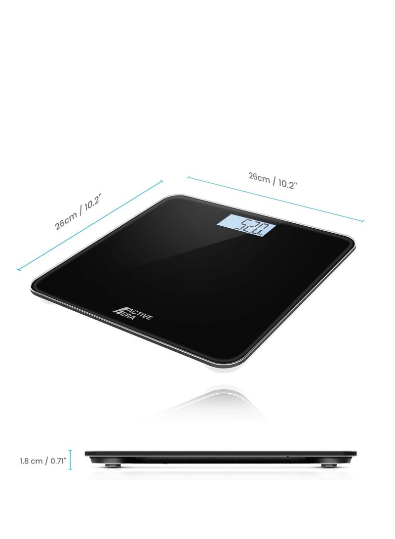 ACTIVE ERA Active Era Weight Scales - Ultra Slim Digital & Compact Bathroom Scale for Body Weight with Tempered Glass, Backlit Display & High Precision Sensors for Accurate Weighing (Stone/kgs/lbs) - Gloss Black  - Image 3