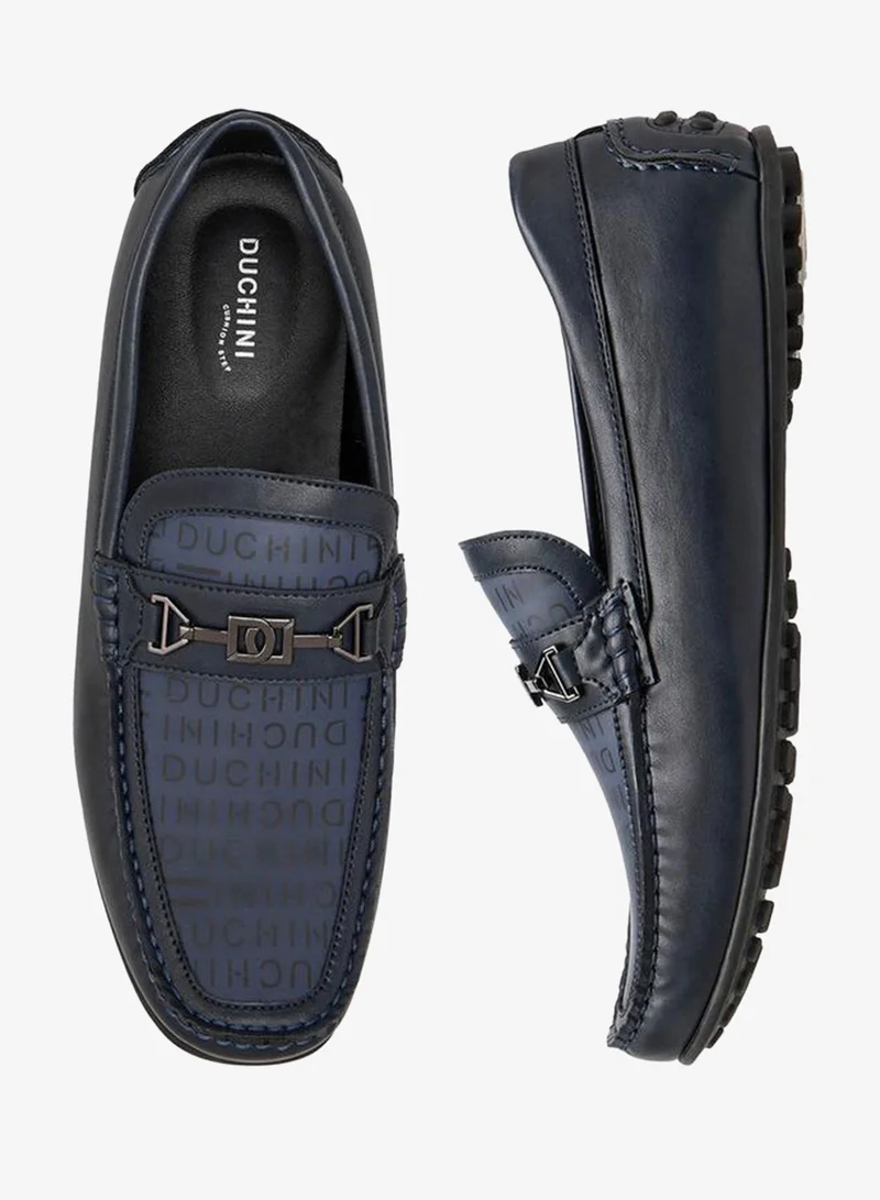 DUCHINI BLUE Men Monogram Print Slip-On Moccasins for Men | Best Price UAE