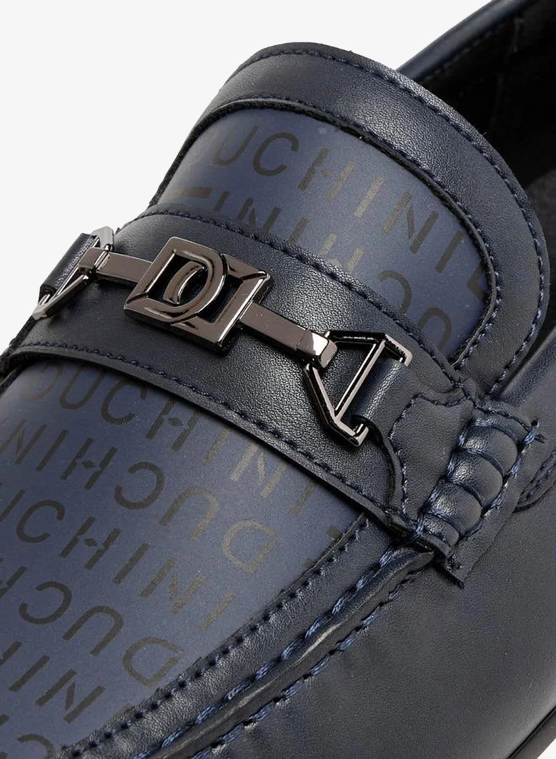 DUCHINI BLUE Men Monogram Print Slip-On Moccasins for Men | Best Price UAE