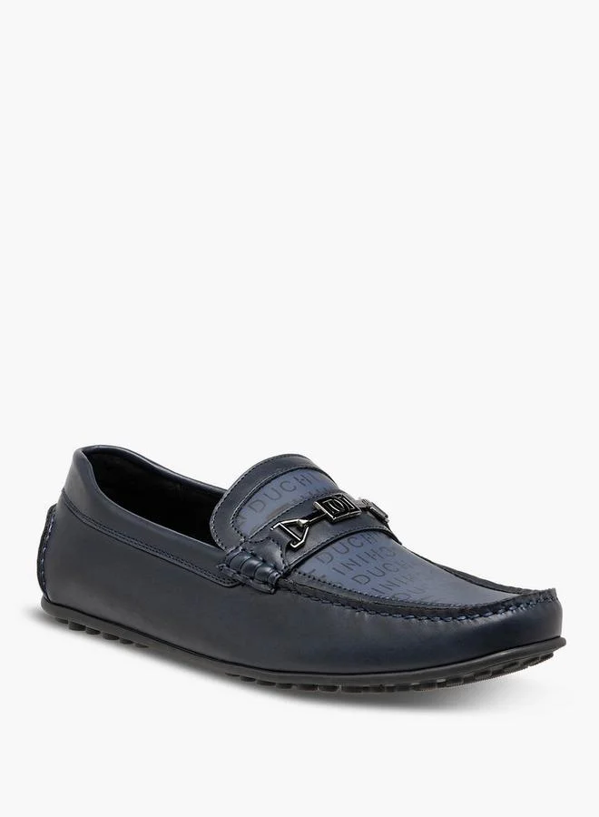 DUCHINI Men Monogram Print Slip-On Moccasins