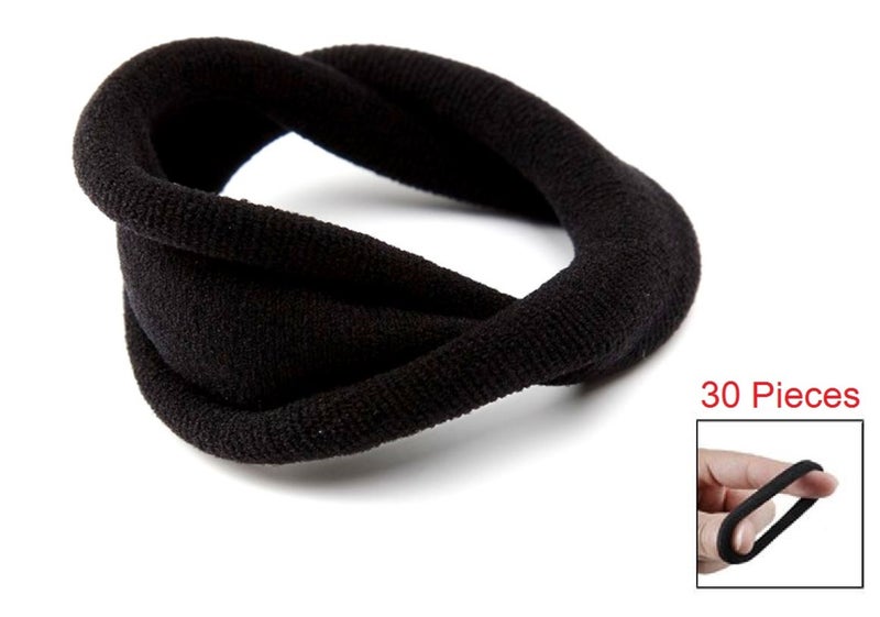 OUT OF BOX Kelley 30 Piece Black Ribbed Elastic Wide Ponytail Holder Hair Rubber Band And 12 Piece BOB Hair Pins - Image 3
