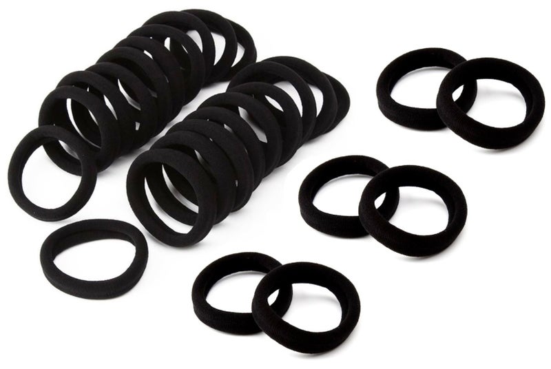 OUT OF BOX Kelley 30 Piece Black Ribbed Elastic Wide Ponytail Holder Hair Rubber Band And 12 Piece BOB Hair Pins - Image 2