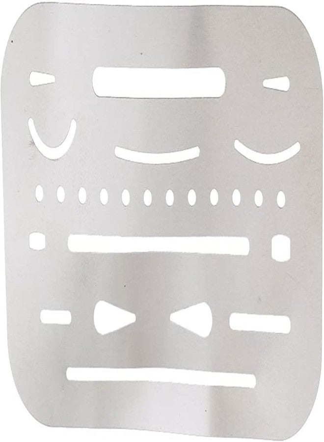 Labriciyon 1Pc Silver Stainless Steel Erasing Shield 26 Apertures Letter Craft Drawing Drafting Tool Convenient Handled Teaching Materials School Supplies 3.7''x2.4'' Drafting Tools and Kits - Image 1